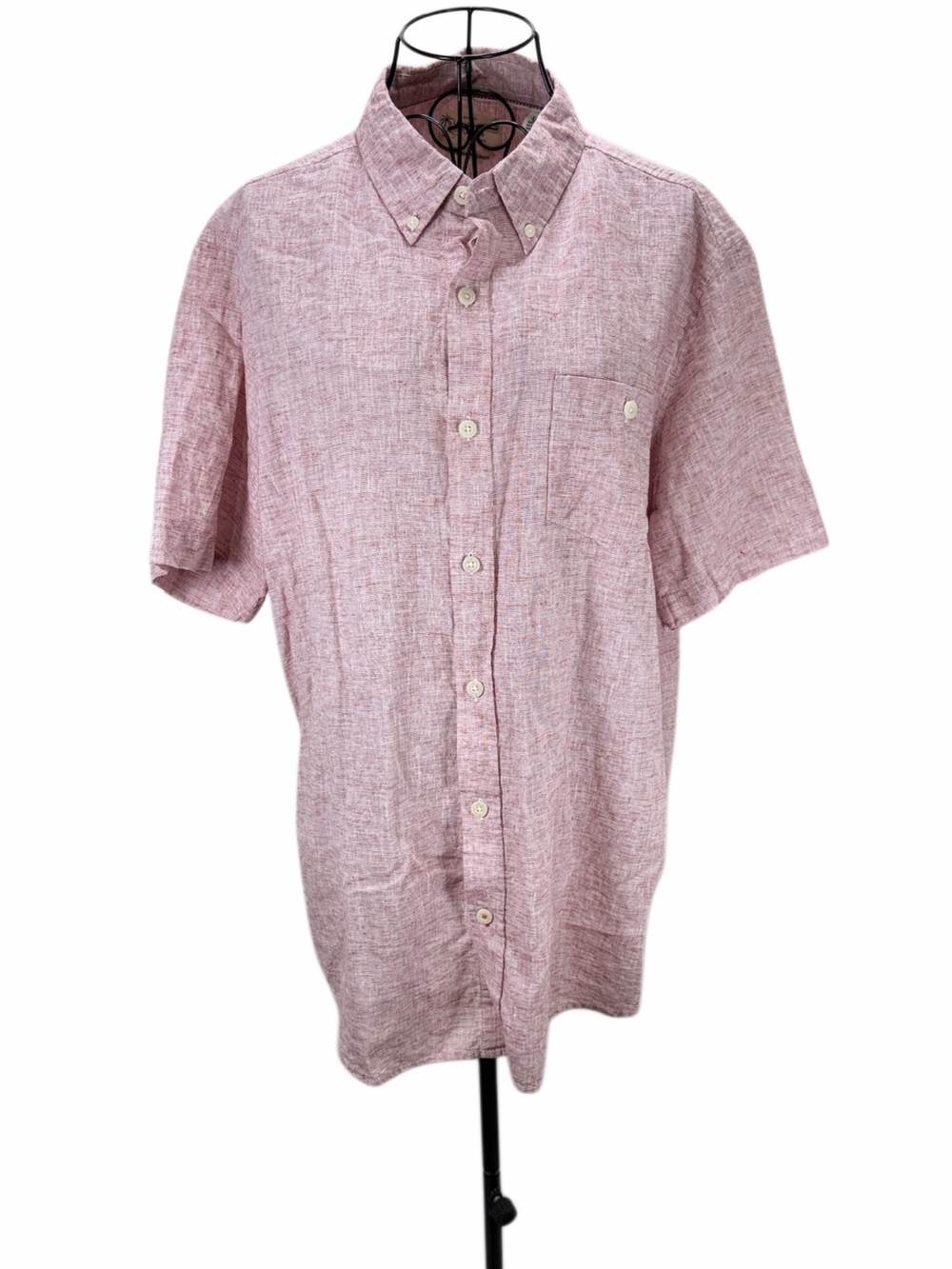 Weatherproof Vintage Men’s L Linen Blend Red Short Sleeve Button Down Shirt